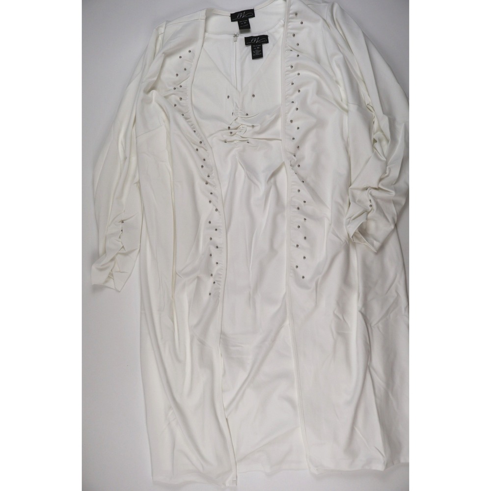 Midnight Velvet 2 Piece Dress Set Duster Studded White Solid 3X NEW